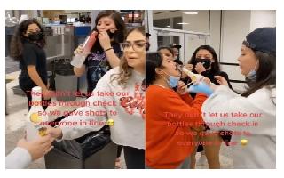 Women at airport offer free alcohol shots to passengers in viral video;..